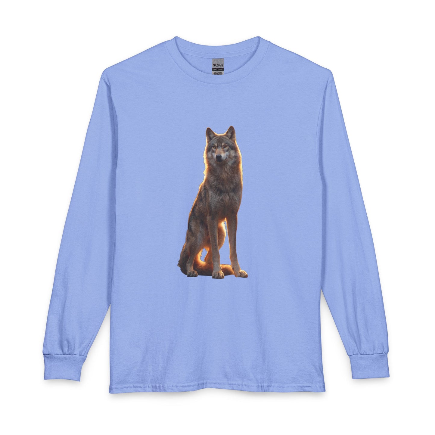Golden Hour Wolf Unisex Long Sleeve T-Shirt – Amber Sentinel Portrait