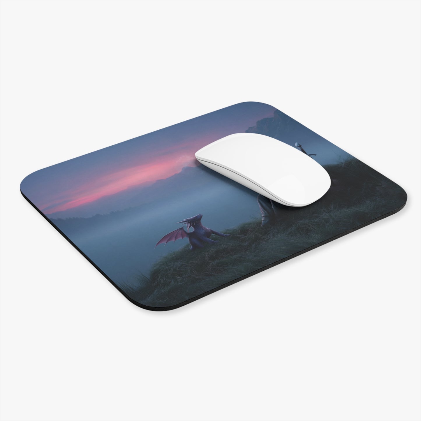 Warrior and Dragon Mouse Pad (Rectangle) – Twilight Summit Quietude