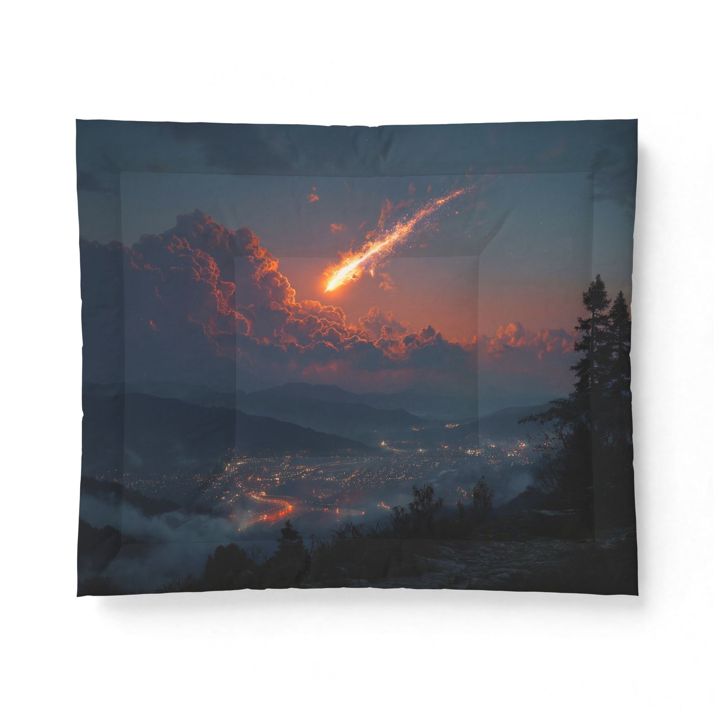 Meteor Over Mountain City Comforter – Twilight Trail and Canyon Lights Blanket