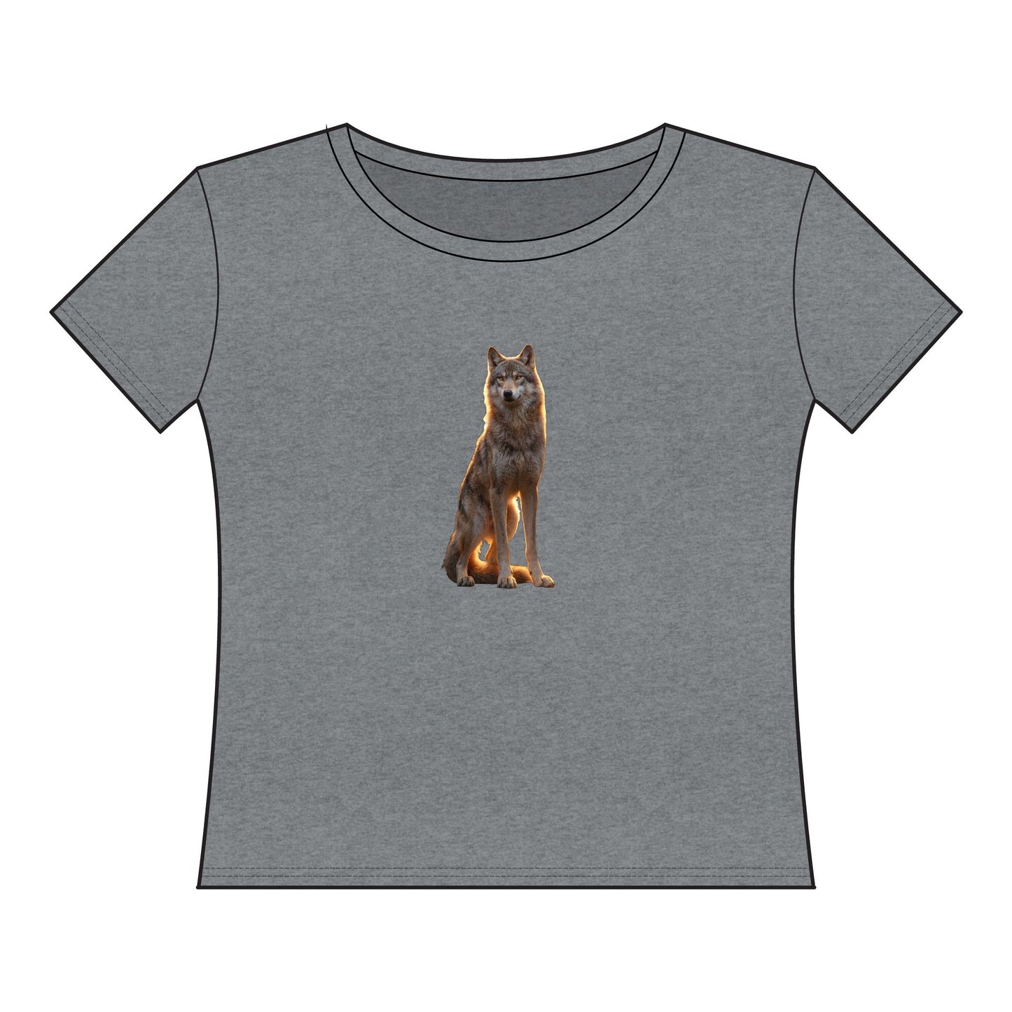 Golden Hour Wolf Women's Curvy Fine Jersey Tee – Ethereal Silhouette Print