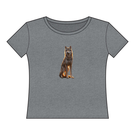 Golden Hour Wolf Women's Curvy Fine Jersey Tee – Ethereal Silhouette Print