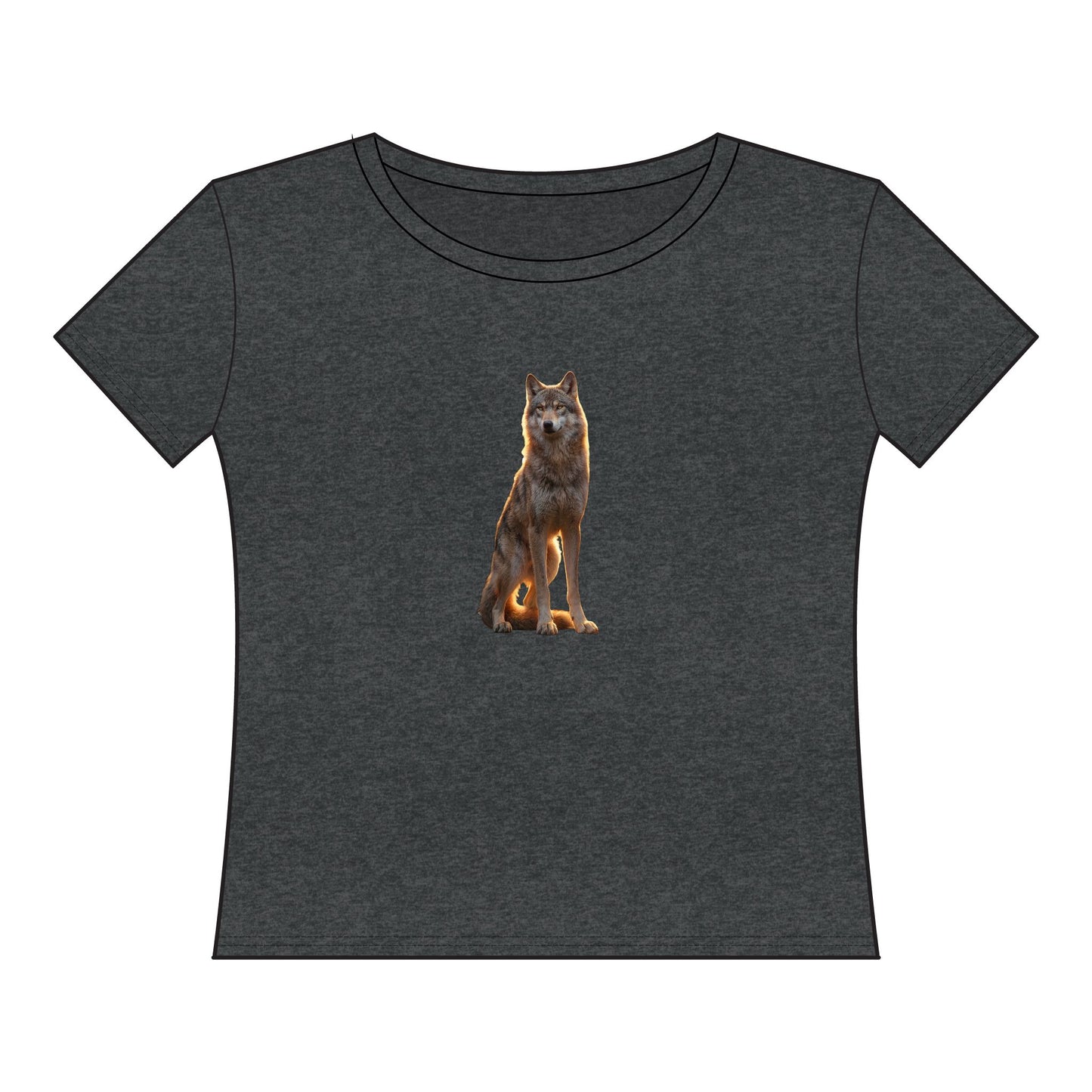 Golden Hour Wolf Women's Curvy Fine Jersey Tee – Ethereal Silhouette Print