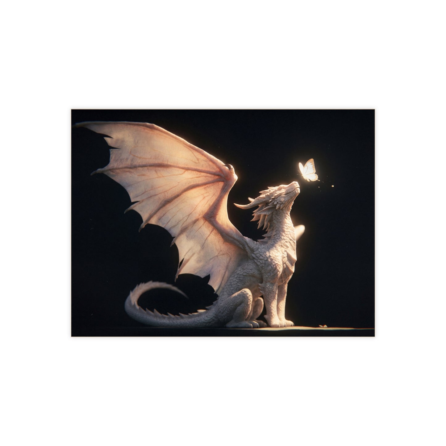 Gentle Dragon and Butterfly Ceramic Photo Tile – Soft Light, Quiet Wonder