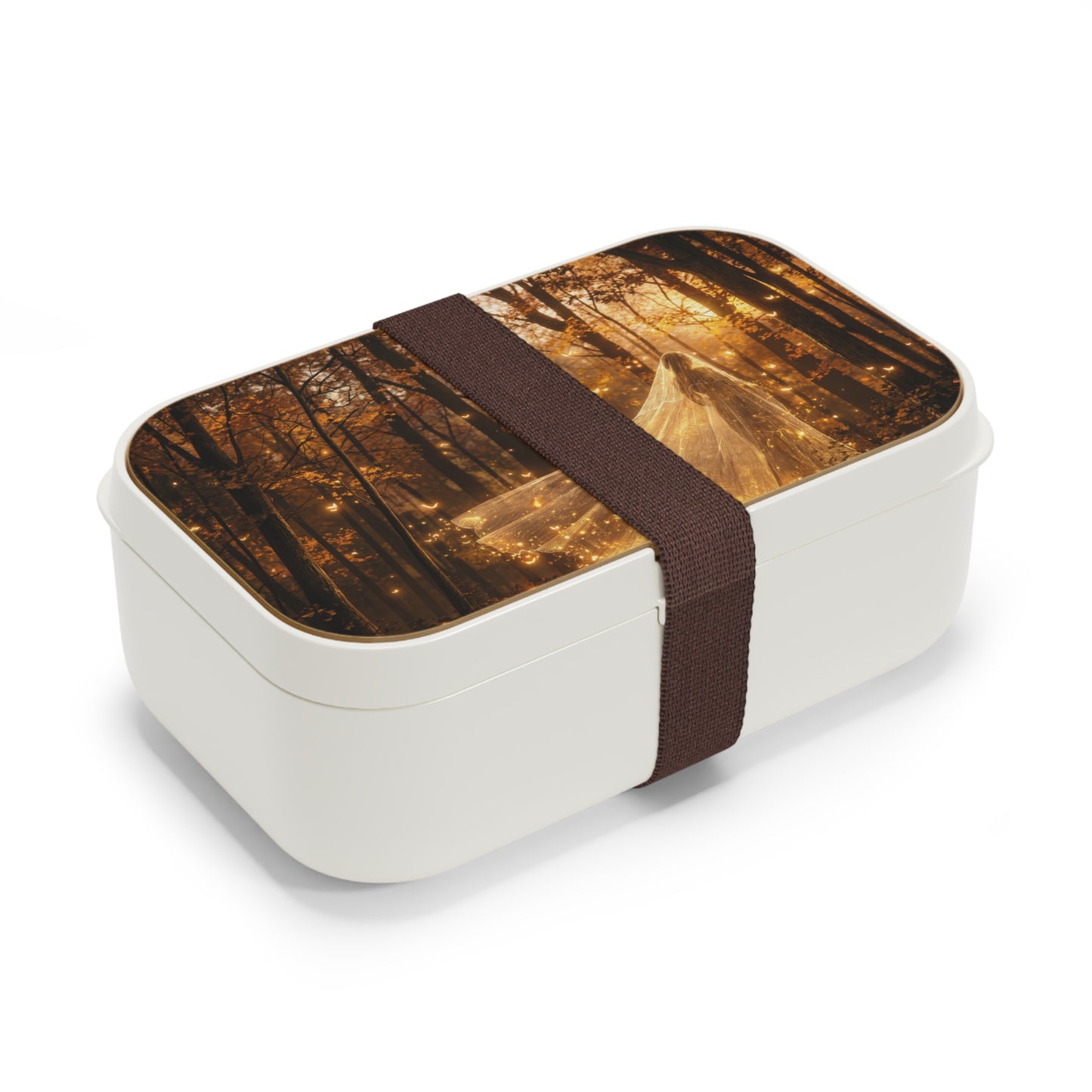 Golden Veil Witch in Autumn Woods Bento Lunch Box – Whispers of the Sunlit Grove