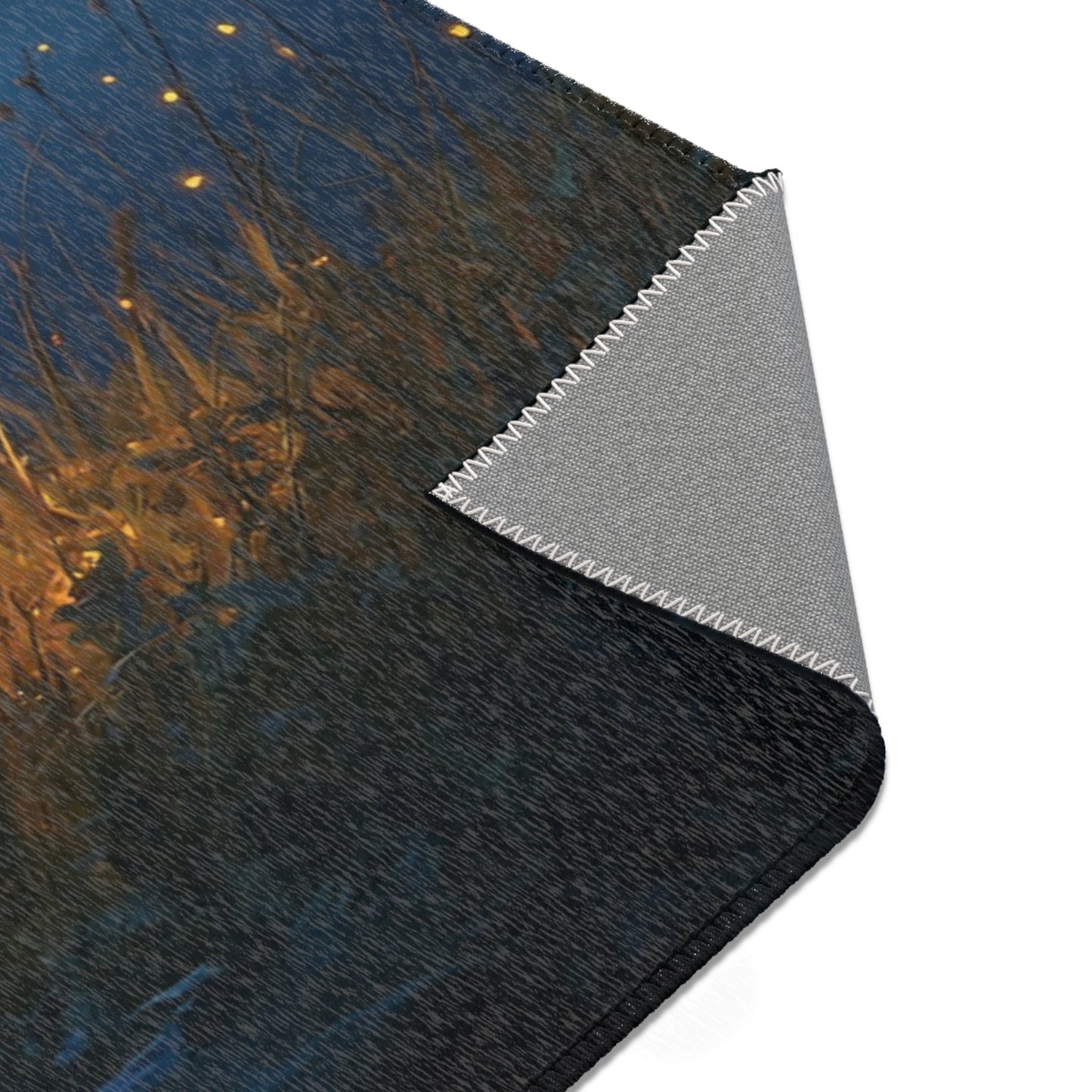 Boy Among Fireflies Area Rug – Twilight Meadow Whispers