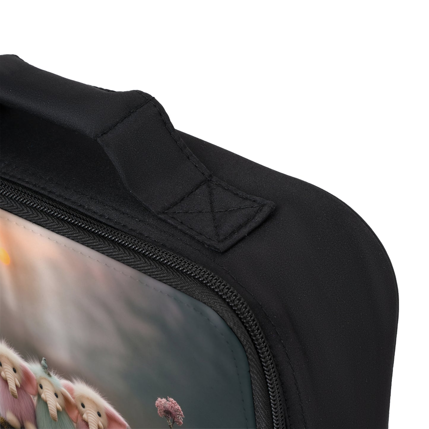 Three Furry Forest Elephants Lunch Bag – Soft Twilight Friends on a Mossy Branch