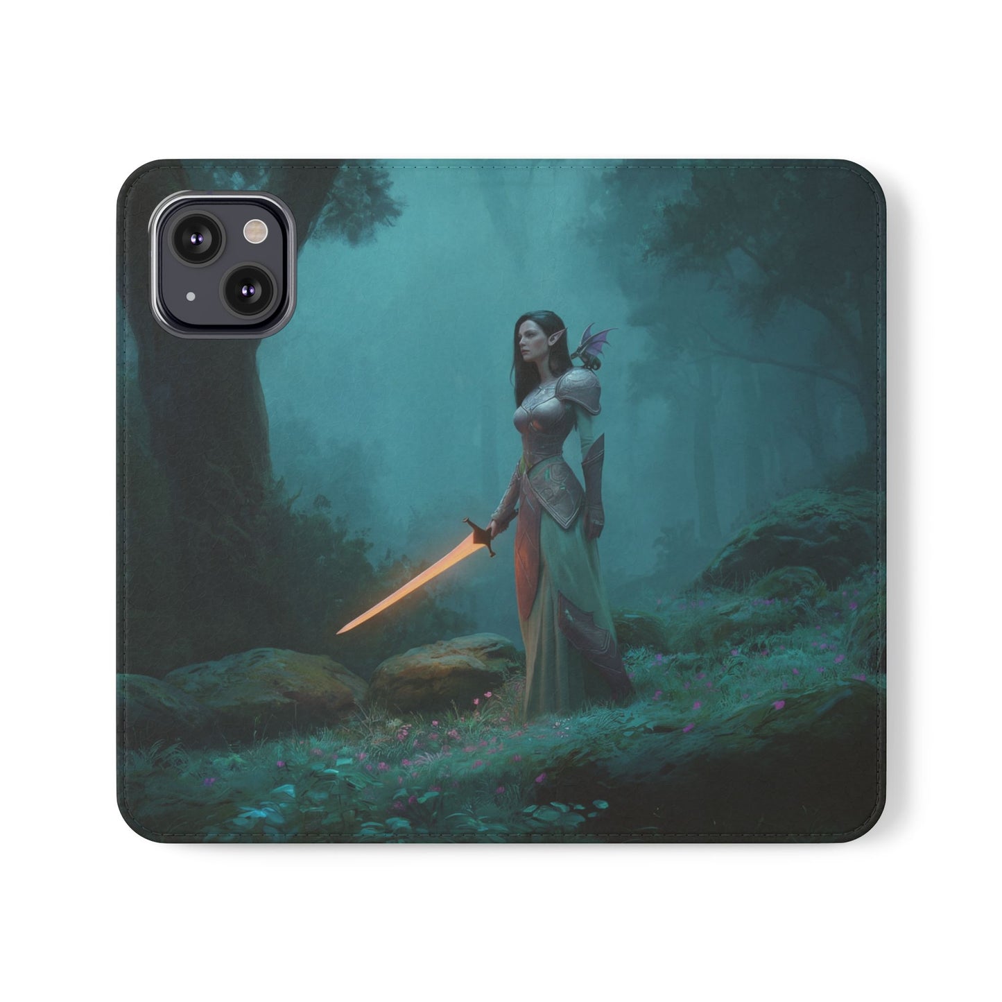 Forest Guardian Flip Cases – Elven Sentinel with Glowing Blade