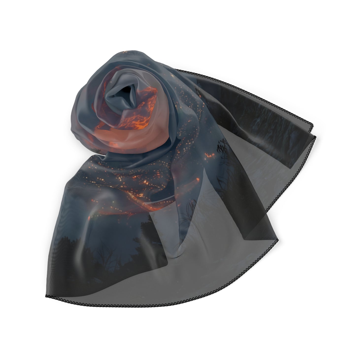 Celestial Firefall Poly Scarf – Twilight Comet Over Mountain Vale