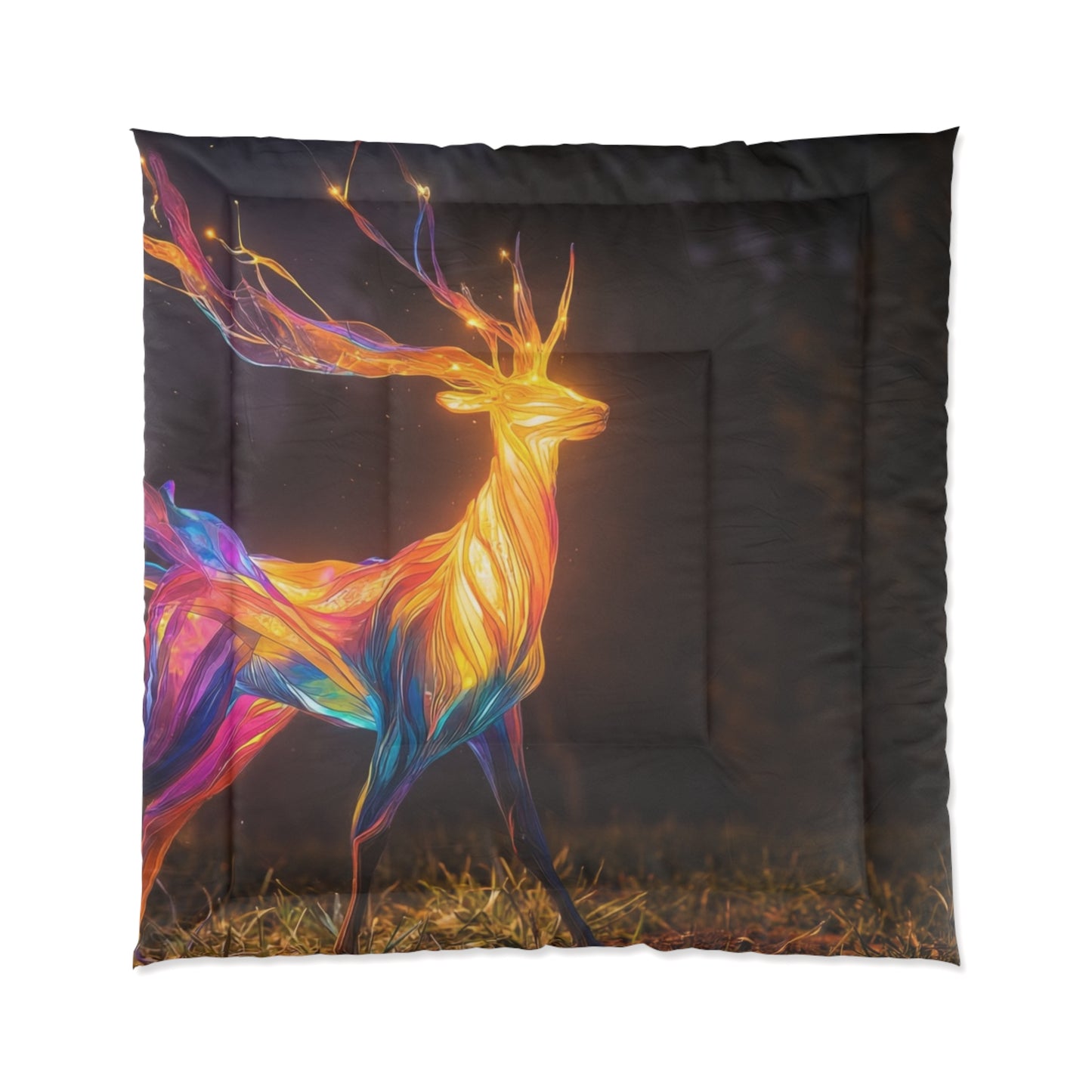 Chromatic Stag Comforter – Whispers of Night and Light