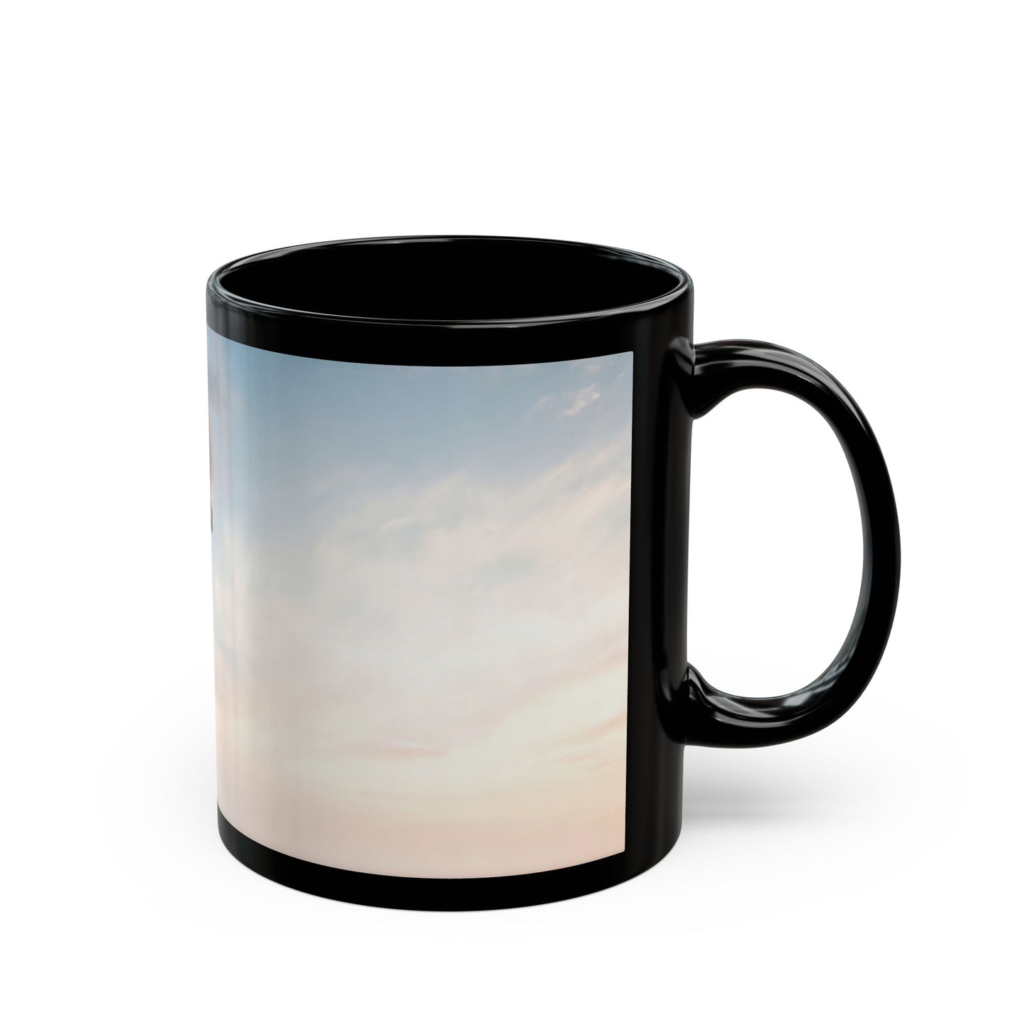 Skyward Steam Tower Black Mug – Dawn’s Industrial Reverie