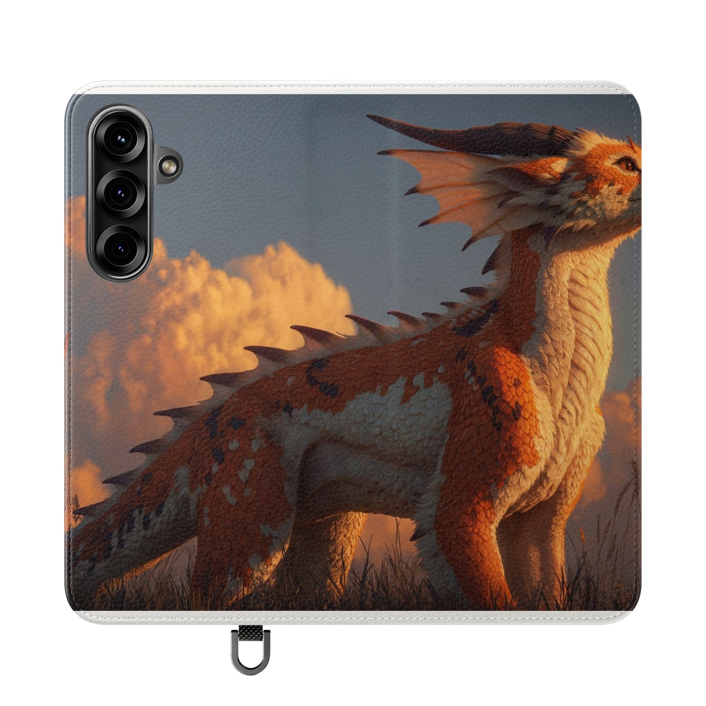 Gilded Dragon Flip Cases – Amber Sunset Guardian