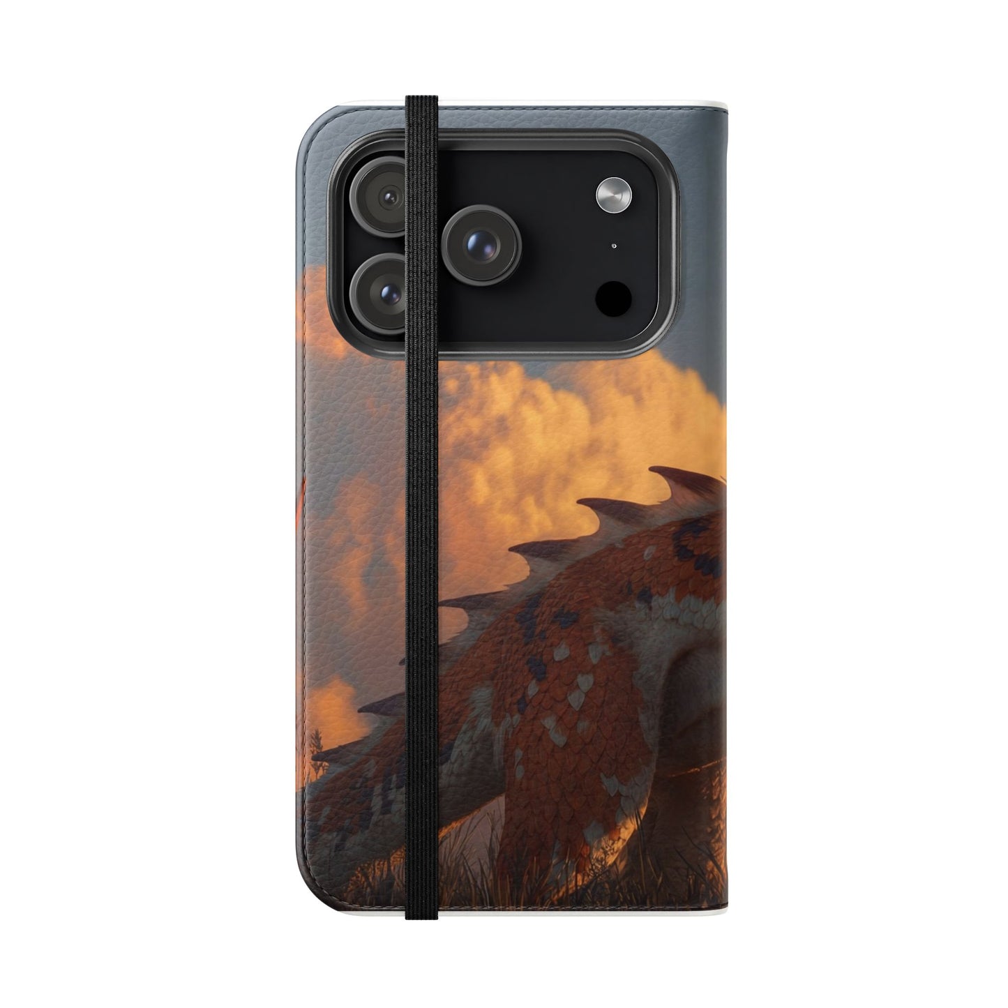 Gilded Dragon Flip Cases – Amber Sunset Guardian