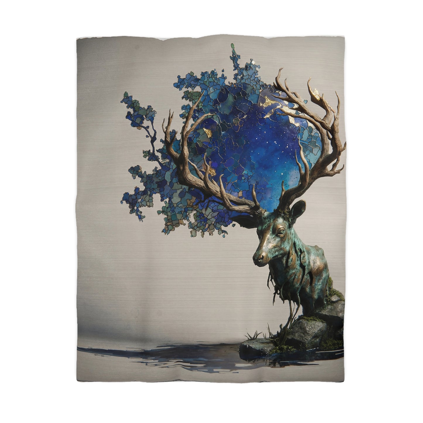 Celestial Stag Microfiber Duvet Cover – Starry Antler Dreamscape