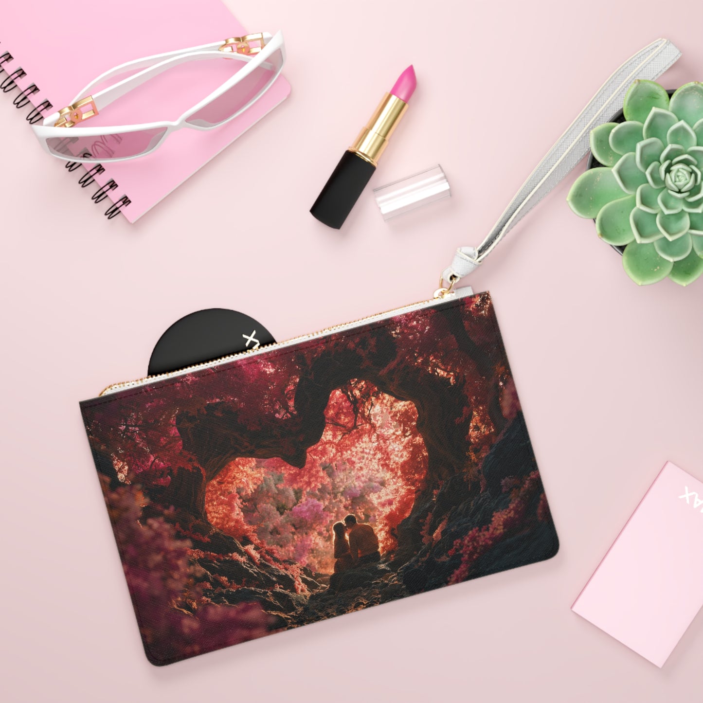 Crimson Canopy Clutch Bag – Whispering Love in the Heartwood Grove