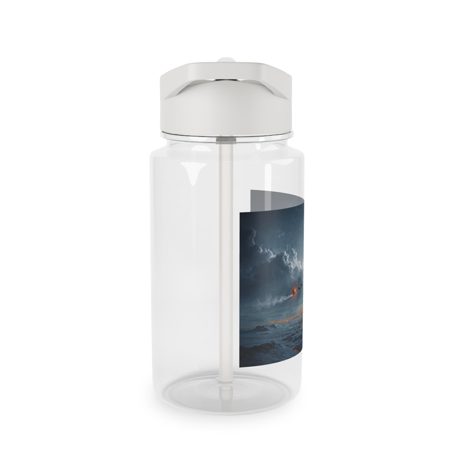 Moonlit Sleigh Ride Tritan Water Bottle – Frosty Cityscape Under Giant Moon