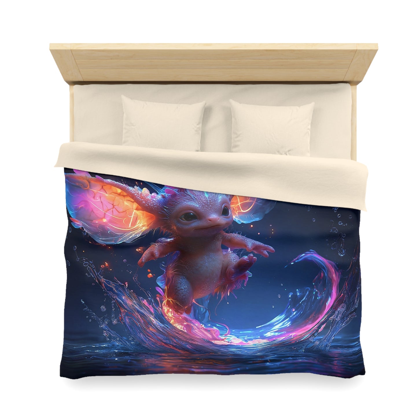 Neon Dragonling Microfiber Duvet Cover – Liquid Light Playtime