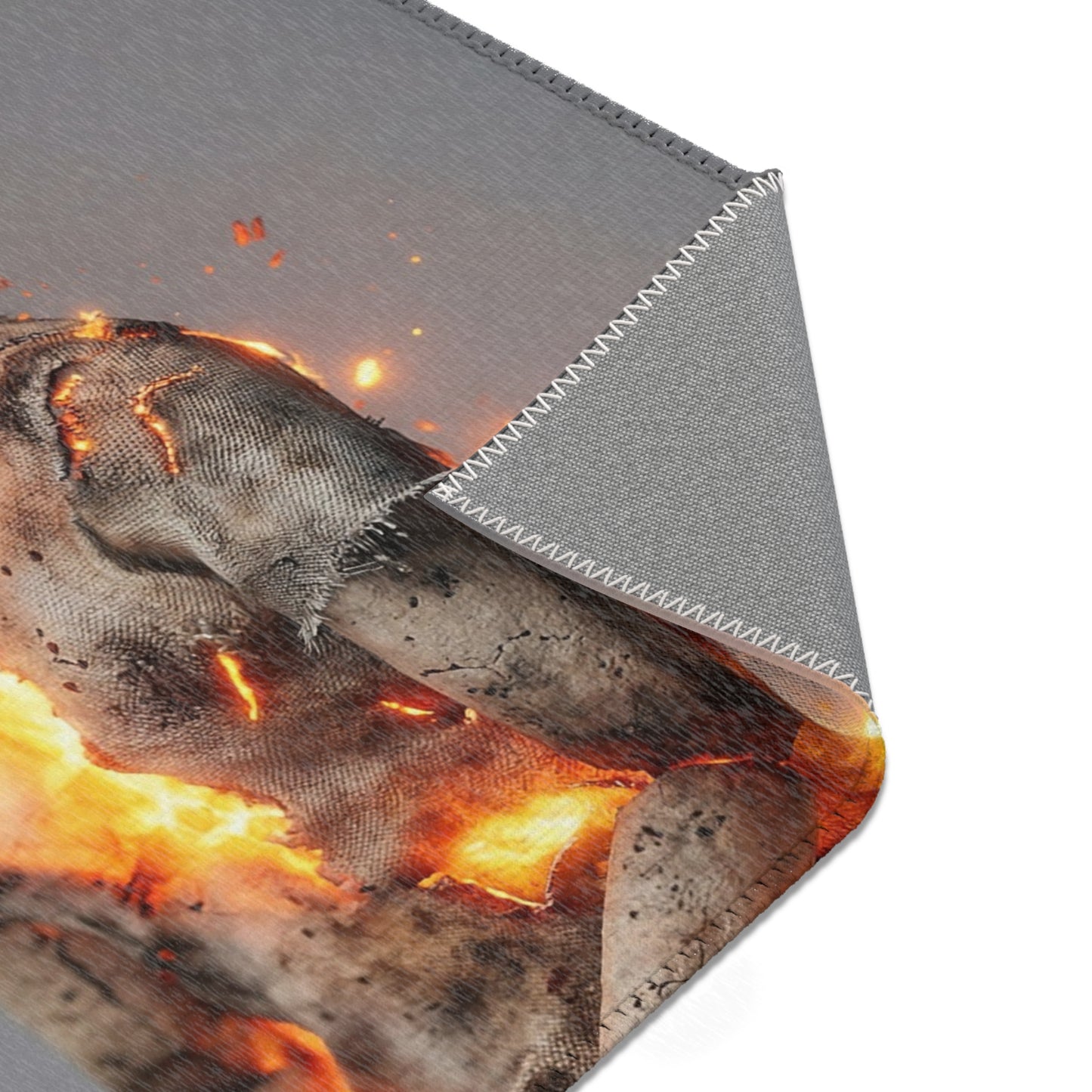 Fiery Awakening Area Rug – Crumpled Paper Soul in Blaze