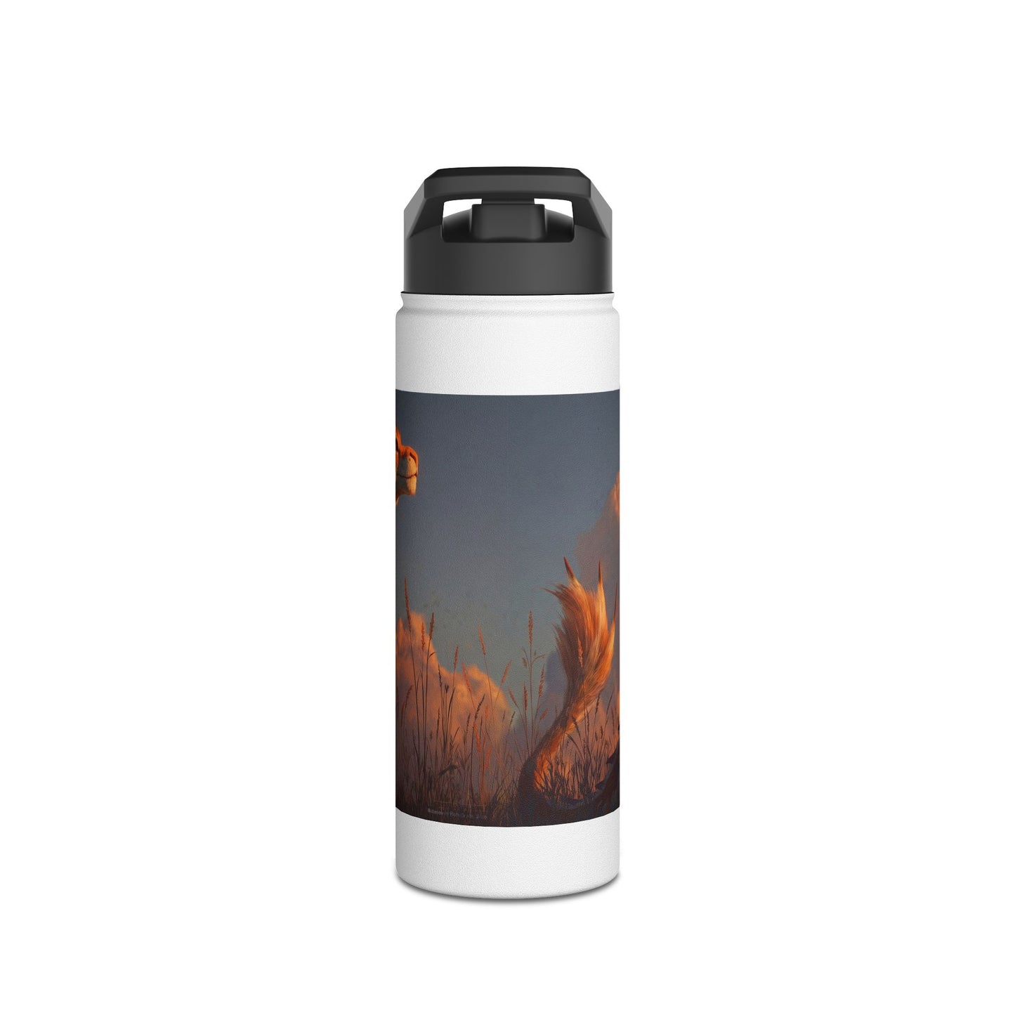 Sunset Dragon Stainless Steel Water Bottle, Standard Lid – Golden Ember Guardian