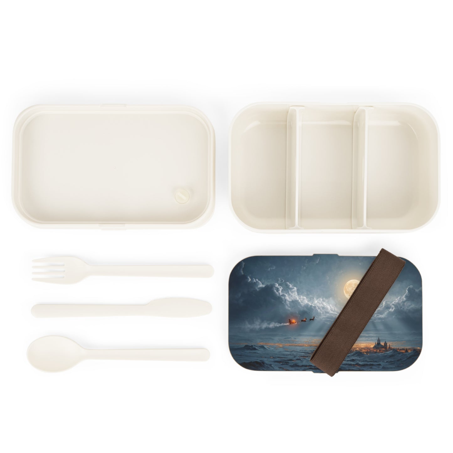 Moonlit Sleigh Ride Bento Lunch Box – Winter’s Gentle Passage Over Snowy Peaks