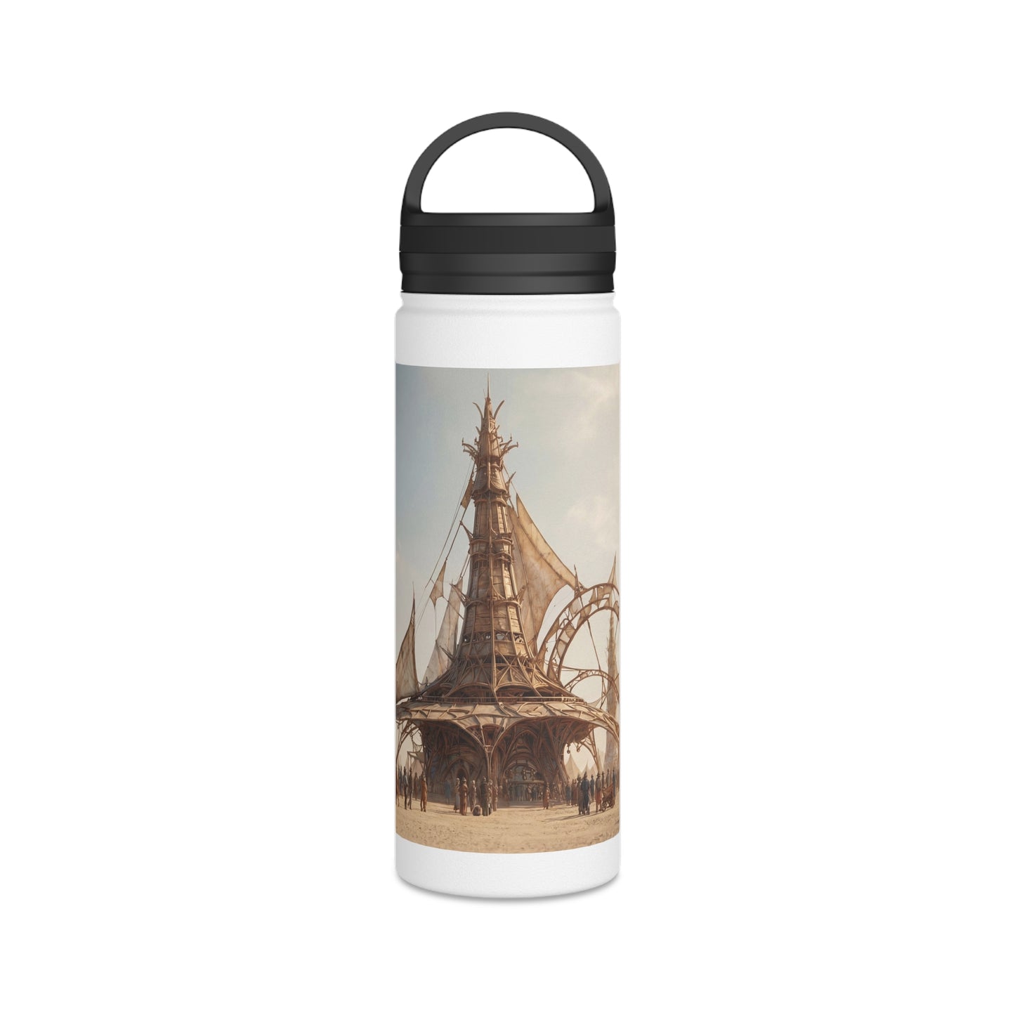 Desert Sky Temple Stainless Steel Water Bottle, Handle Lid – Golden Sails of the Dust Horizon