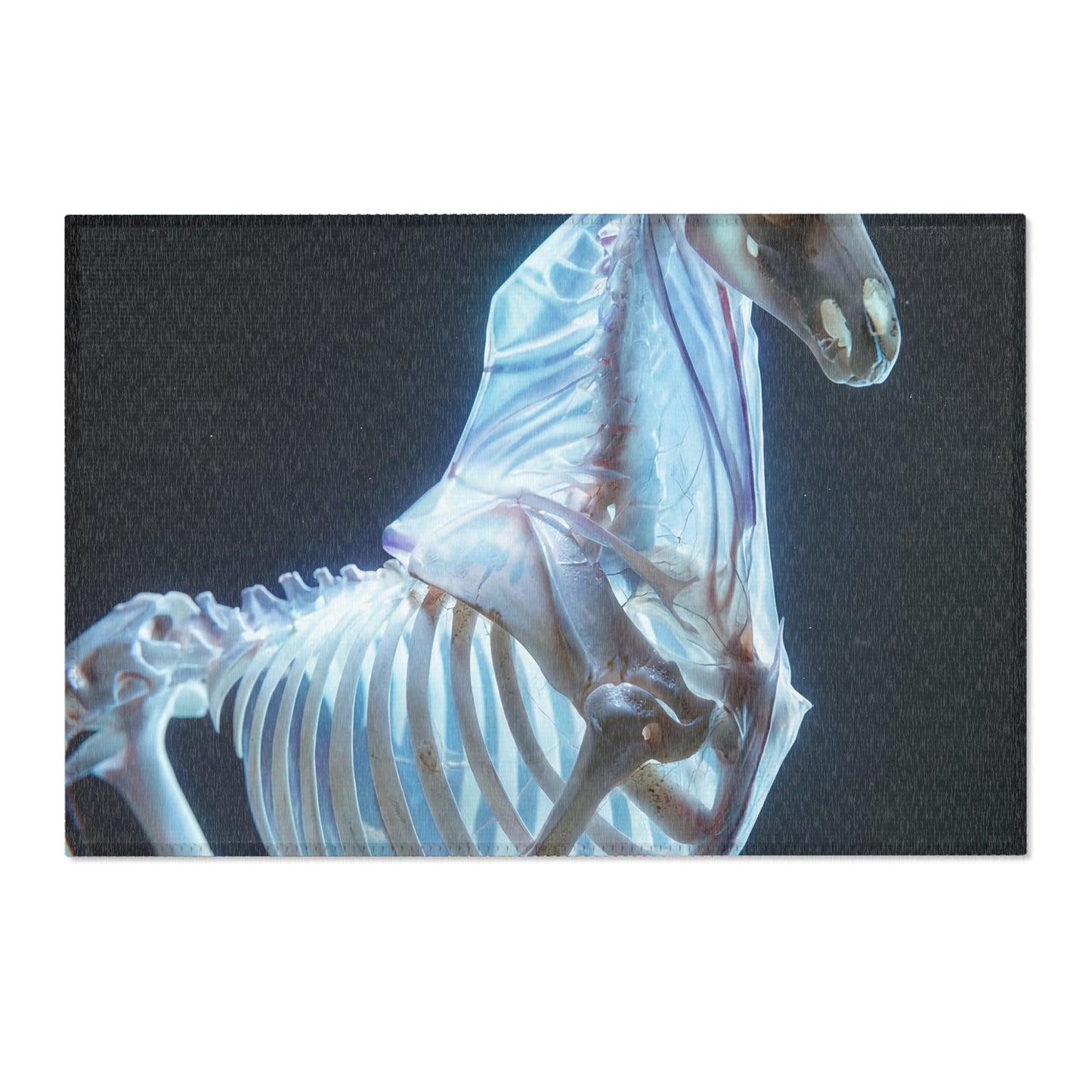 Celestial Unicorn Skeleton Rug – Luminescent Bone Dreamscape
