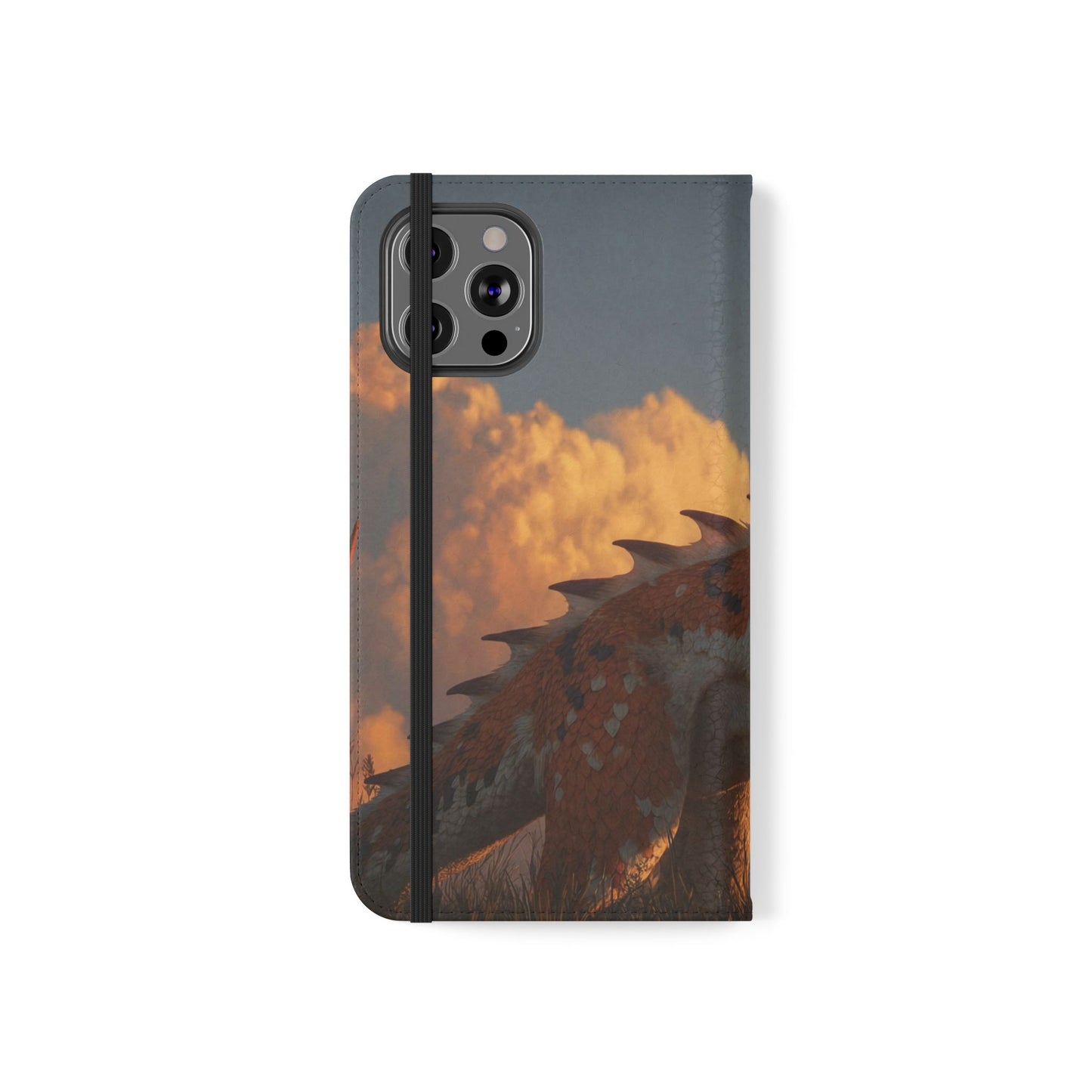 Gilded Dragon Flip Cases – Amber Sunset Guardian