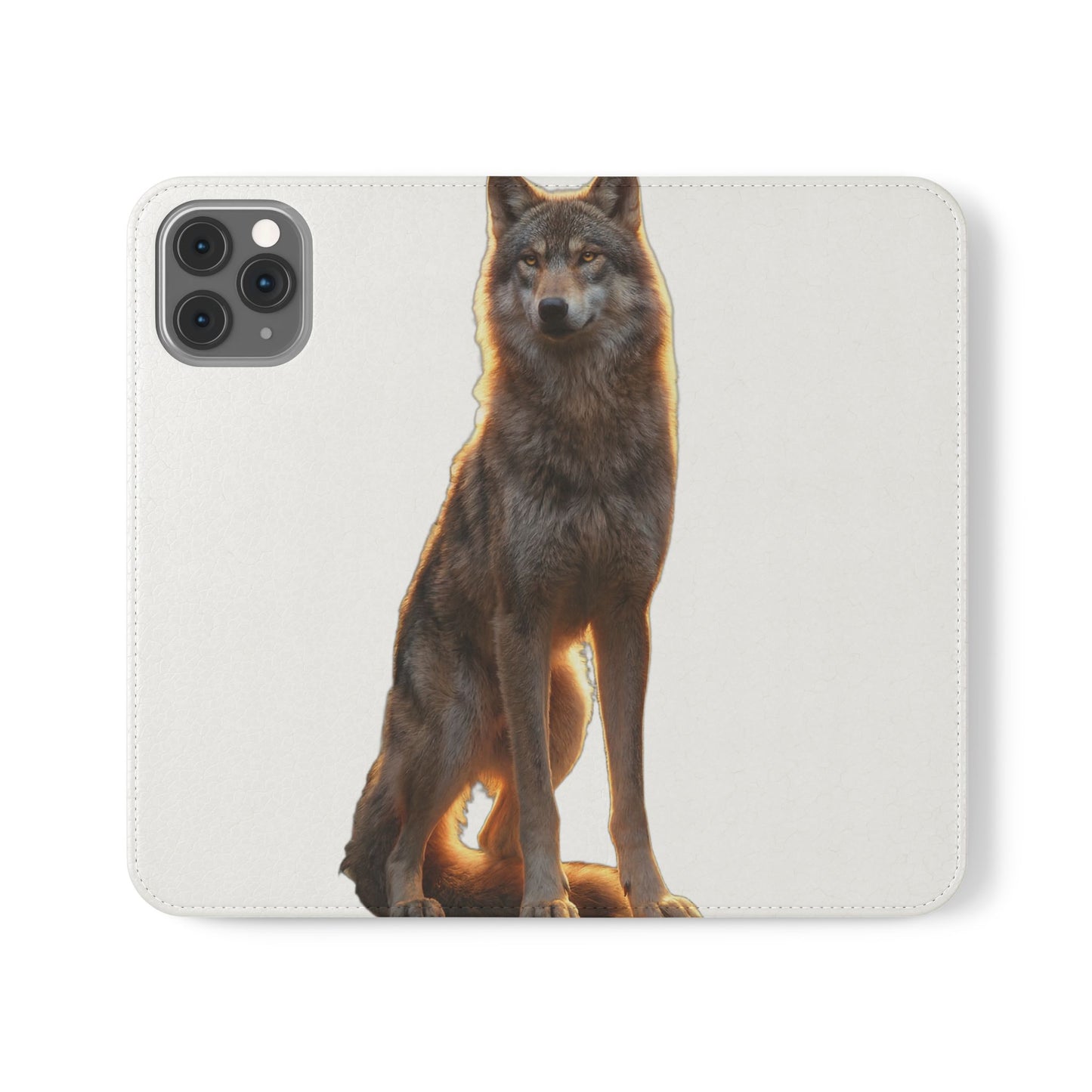 Sunlit Wolf Flip Cases – Golden Hour Sentinel Portrait