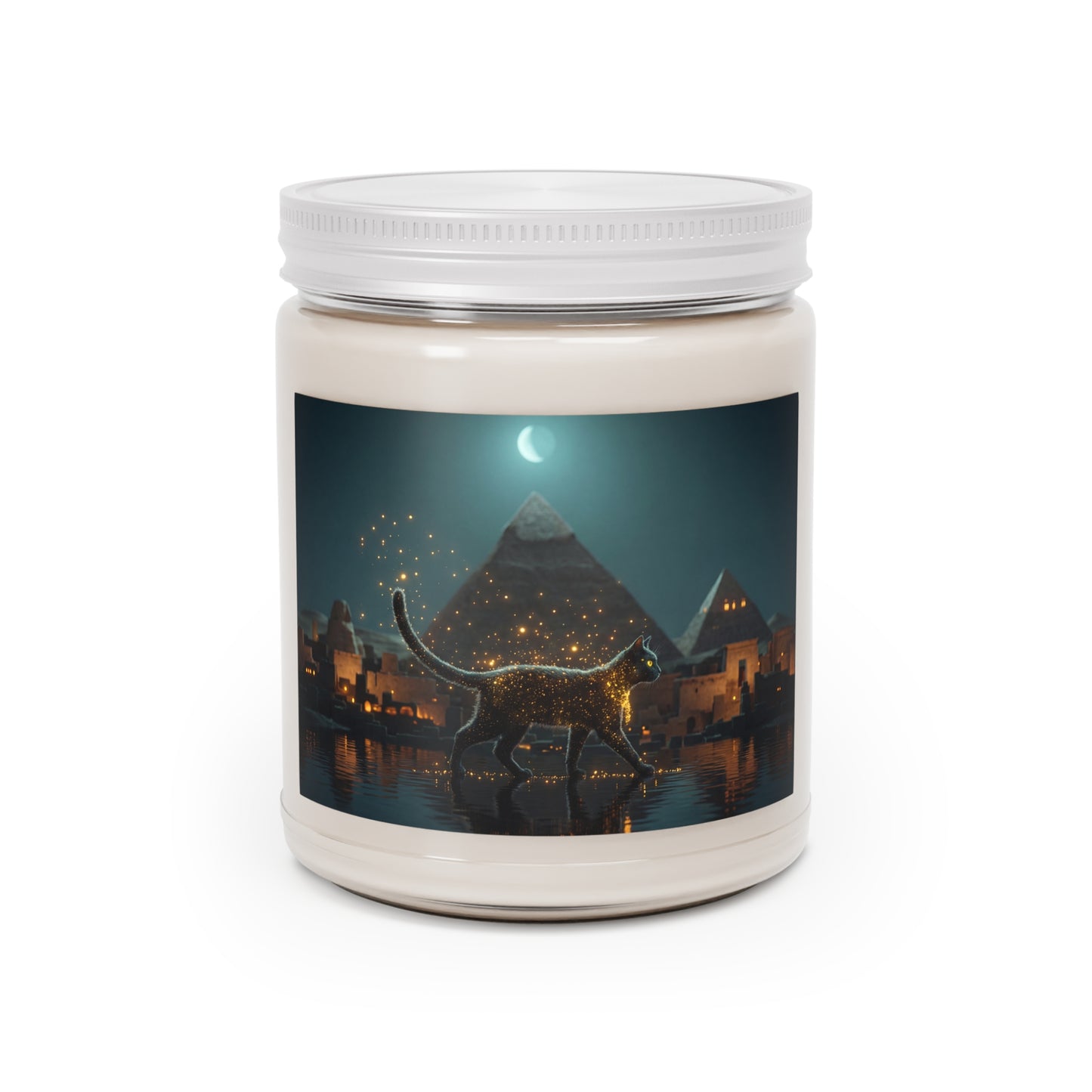 Starlit Guardian Cat Scented Soy Candles with White Lid, 9oz – Nile Nightwalk