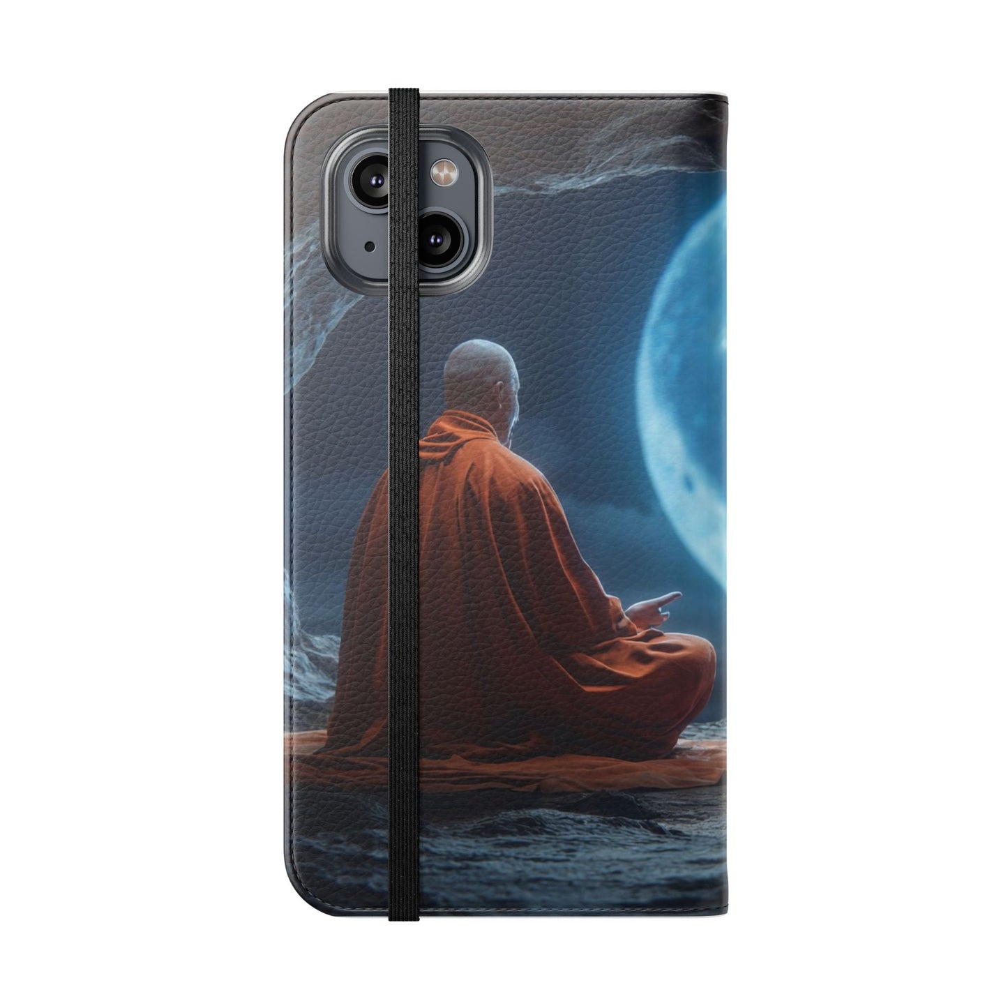 Lunar Meditation Flip Cases – Serene Monk Under Moonlight