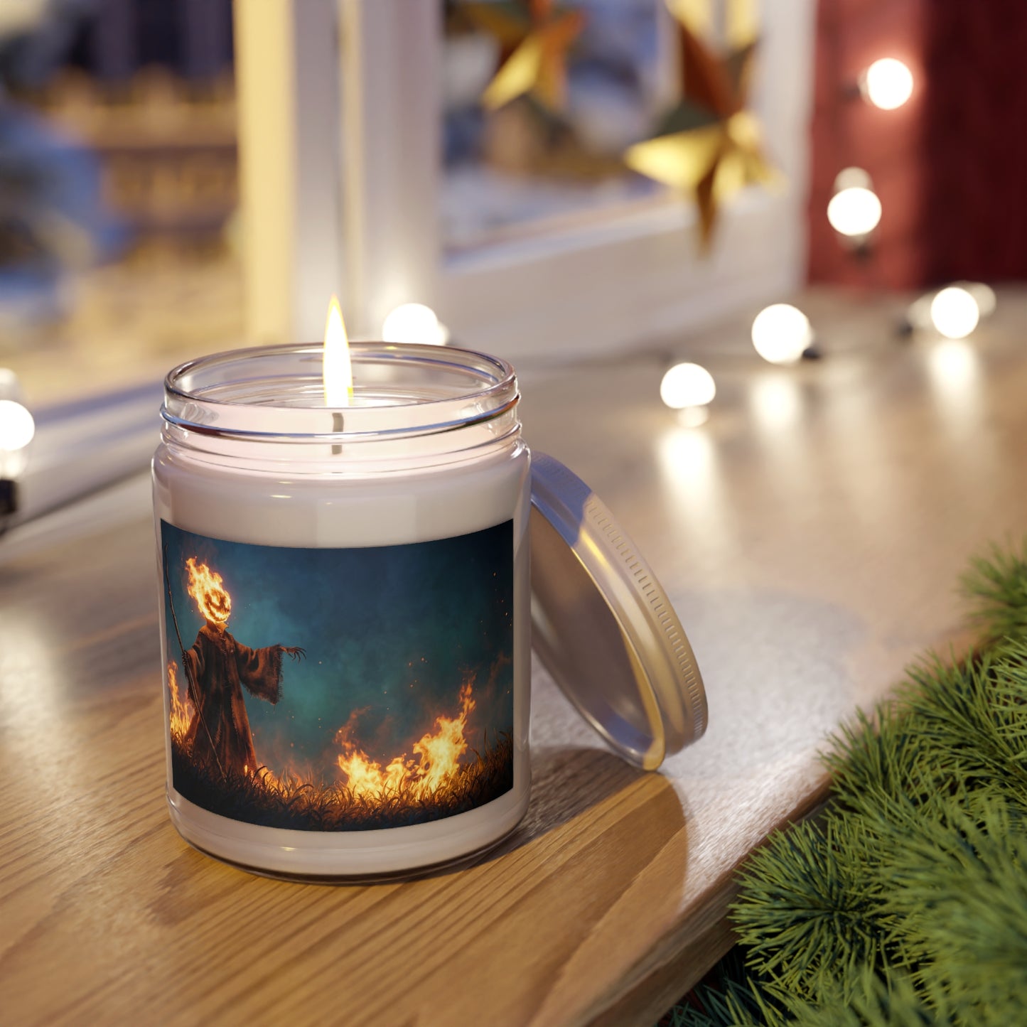 Flame-Headed Scarecrow Scented Soy Candles with White Lid, 9oz – Midnight Harvest Ritual