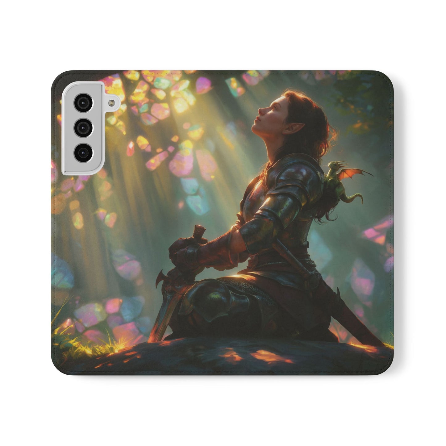 Crystal Grove Sentinel Flip Cases – Iridescent Forest Dawn Guardian