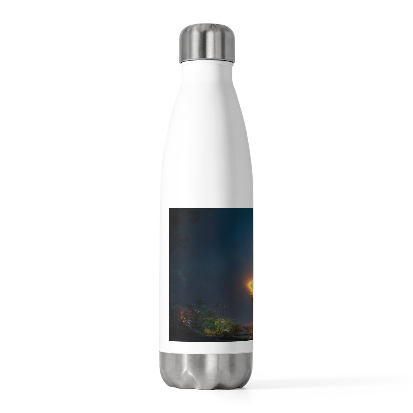 Floating Sanctuary Rock 20oz Insulated Bottle – Glowing Luminous Jungle Oasis