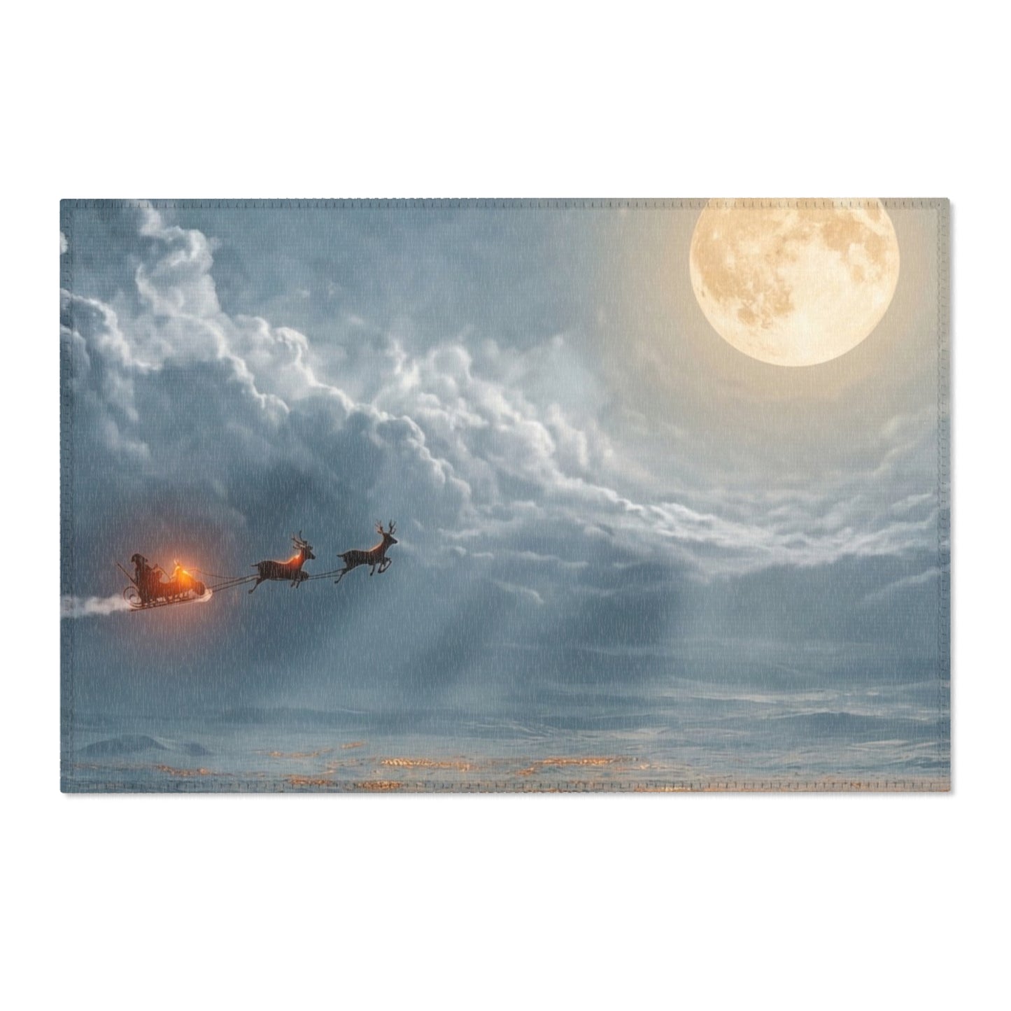 Midnight Sleigh Ride Area Rug – Frostbound City Beneath the Full Moon
