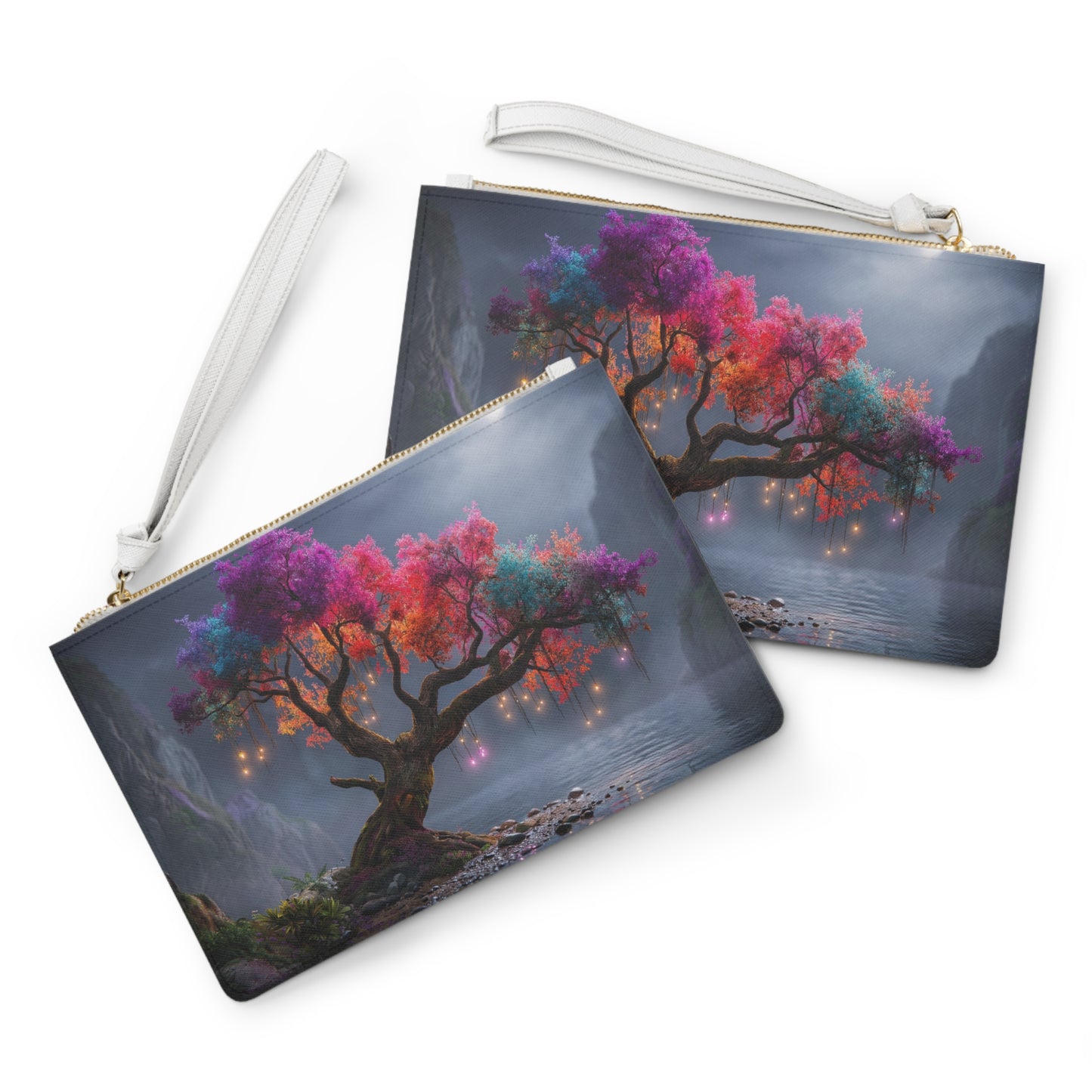 Chromatic Dream Tree Clutch Bag – Twilight Bloom Sanctuary