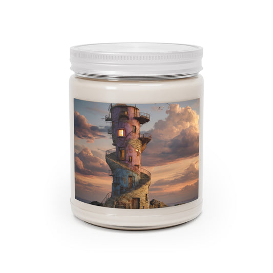 Twilight Lighthouse Tower Scented Soy Candles with White Lid, 9oz – Keeper of the Sunset Coast