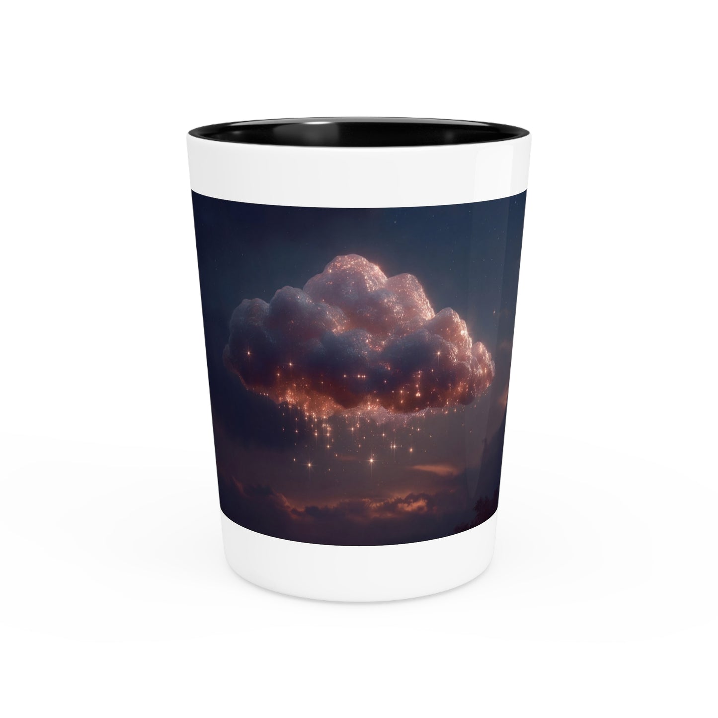 Celestial Vortex Shot Glass – Indigo Cloud Dreamscape