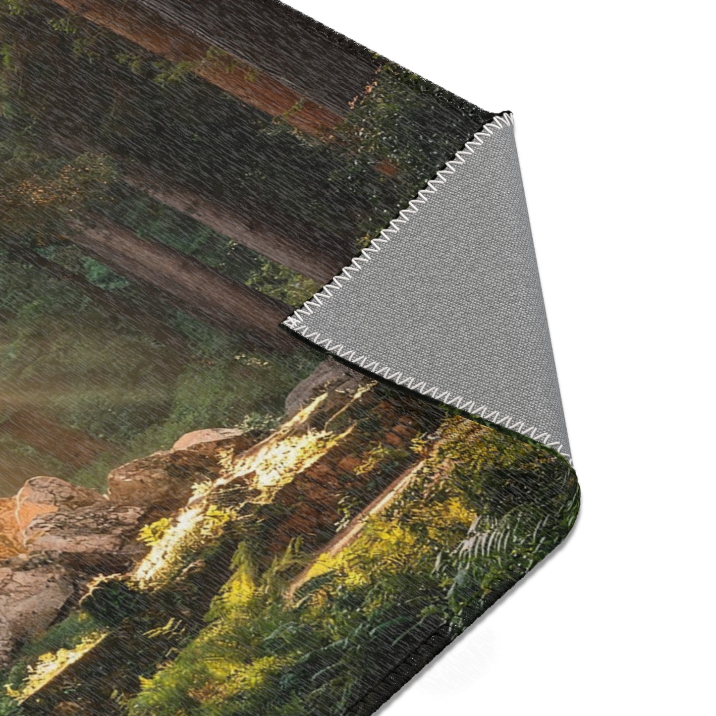 Ancient Wisdom Tree Area Rug – Sunbeam Sanctuary Through Mossy Roots