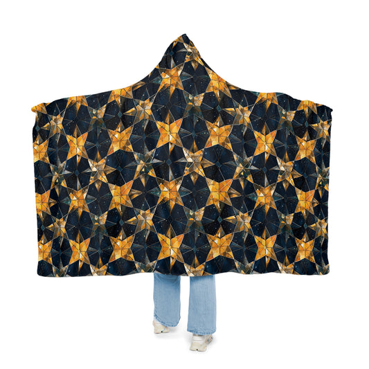 "A kaleidoscopic pattern of geometric star formations radiating from a central point, using a palette of deep sapphire, smoky quartz, and dark citrine hues." - Snuggle Blanket