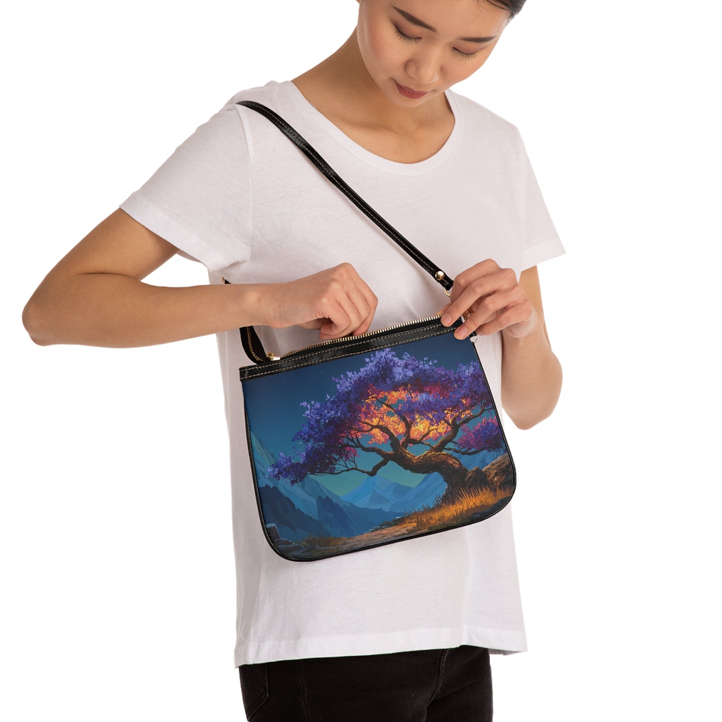 Celestial Tree Small Shoulder Bag – Twilight Bloom Dreamscape
