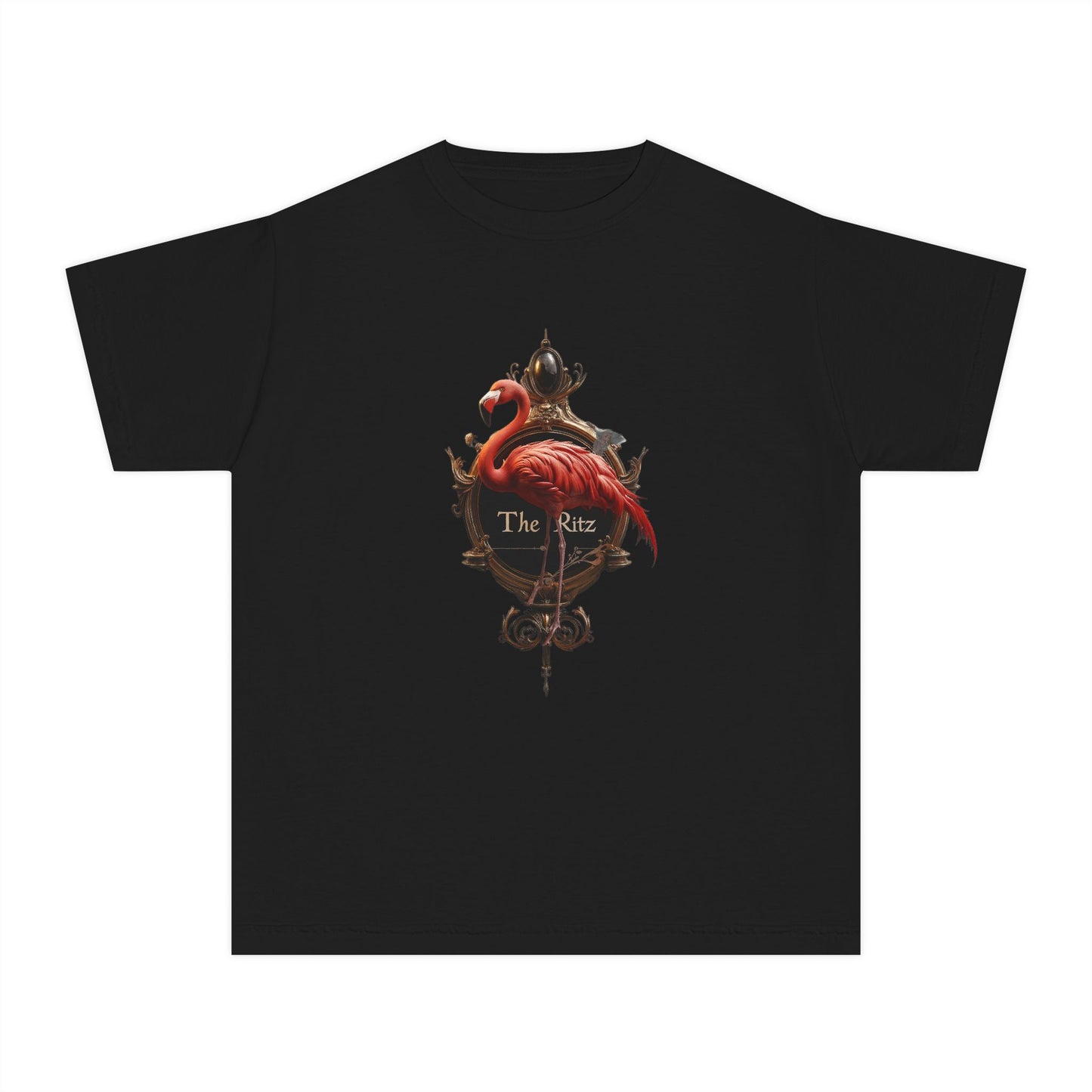 Crimson Flamingo Baroque Frame Youth Midweight Tee – The Ritz Velvet Signage