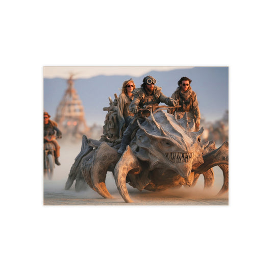 Desert Runners Ceramic Photo Tile – Dust-Swept Fantasy Ride Through Twilight