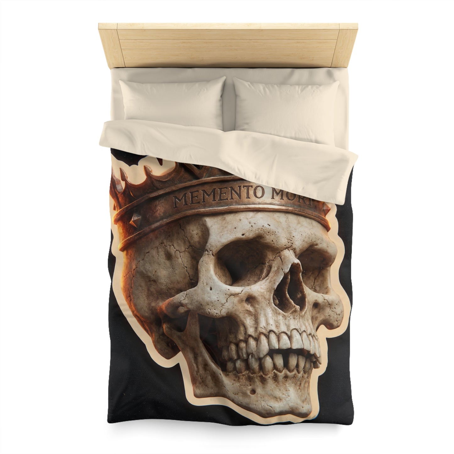 Crowned Skull Microfiber Duvet Cover – Regal Memento Mori Dreamscape
