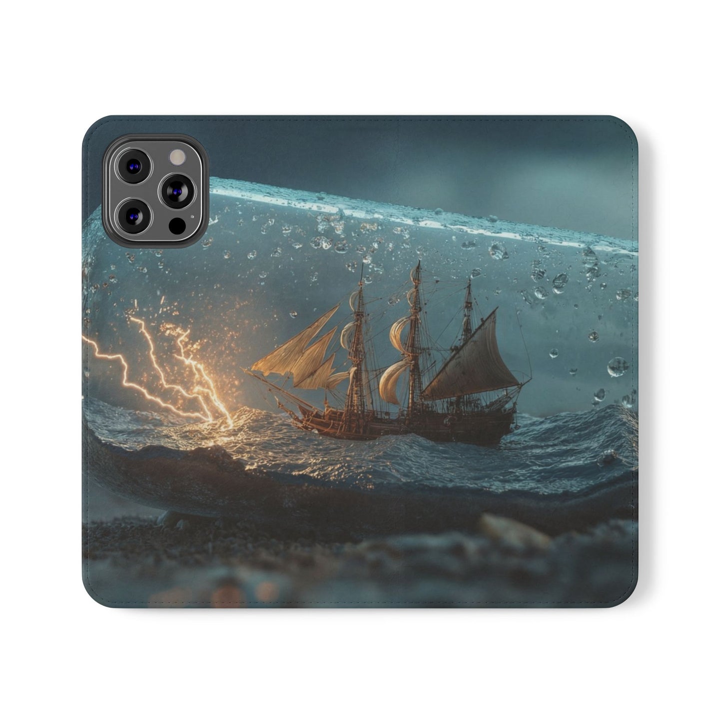 Storm-Struck Galleon Flip Cases – Lightning Inside Glass Bottle
