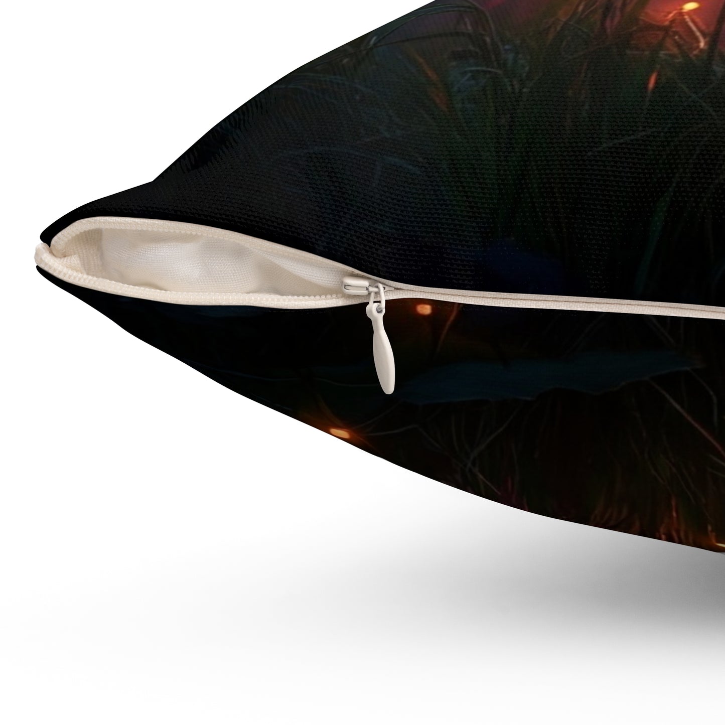 Glowing Dragonfly Spun Polyester Square Pillow – Twilight Meadow Luminescence