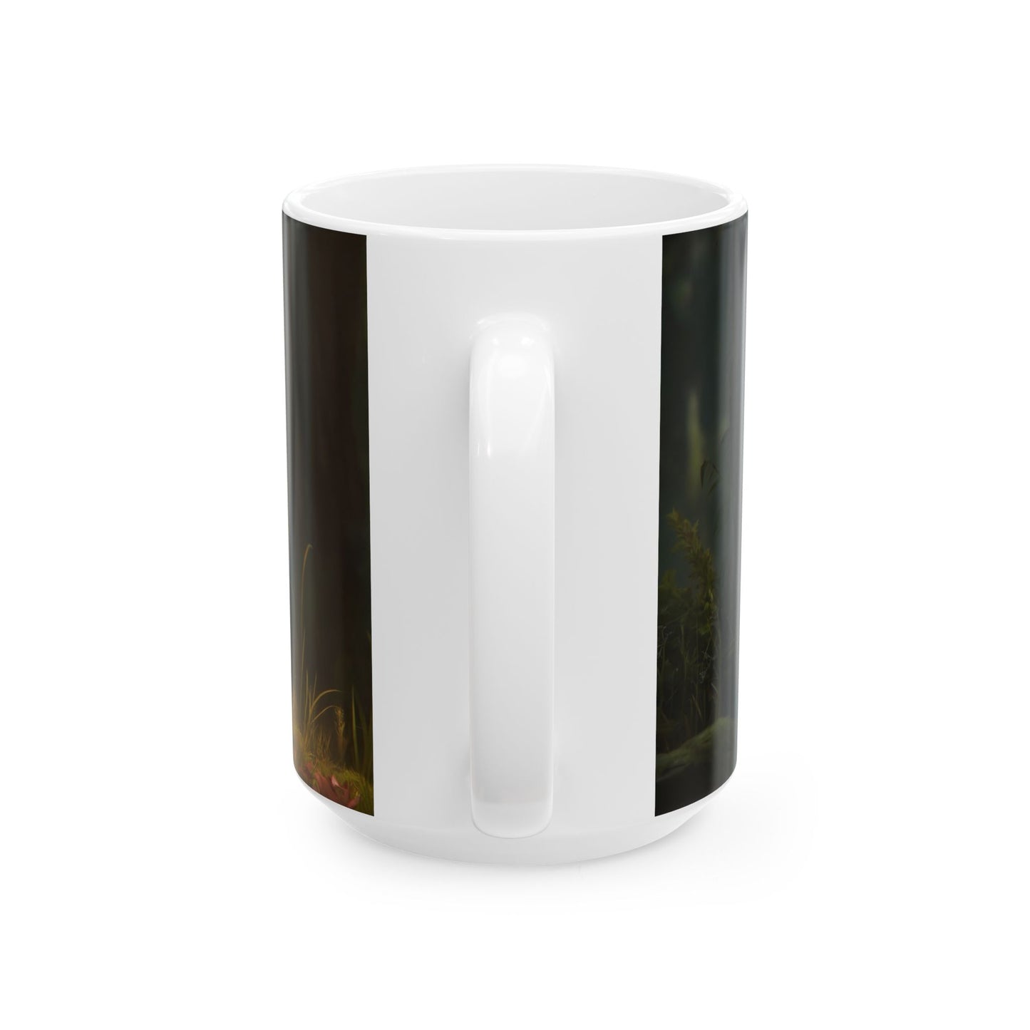 Forest Sentinel Ceramic Mug – (11oz, 15oz) Glowing Eye in the Verdant Glow