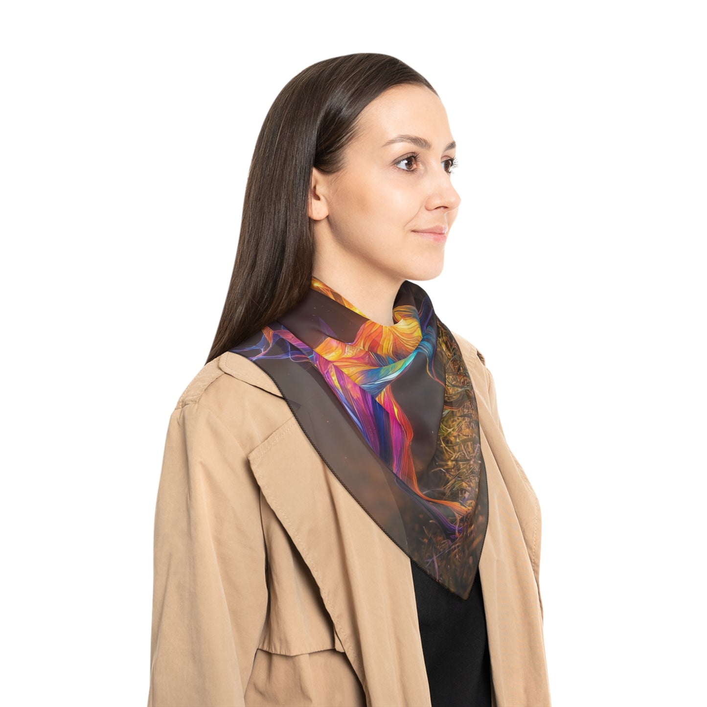 Chromatic Stag Poly Scarf – Aurora Forest Dreamscape