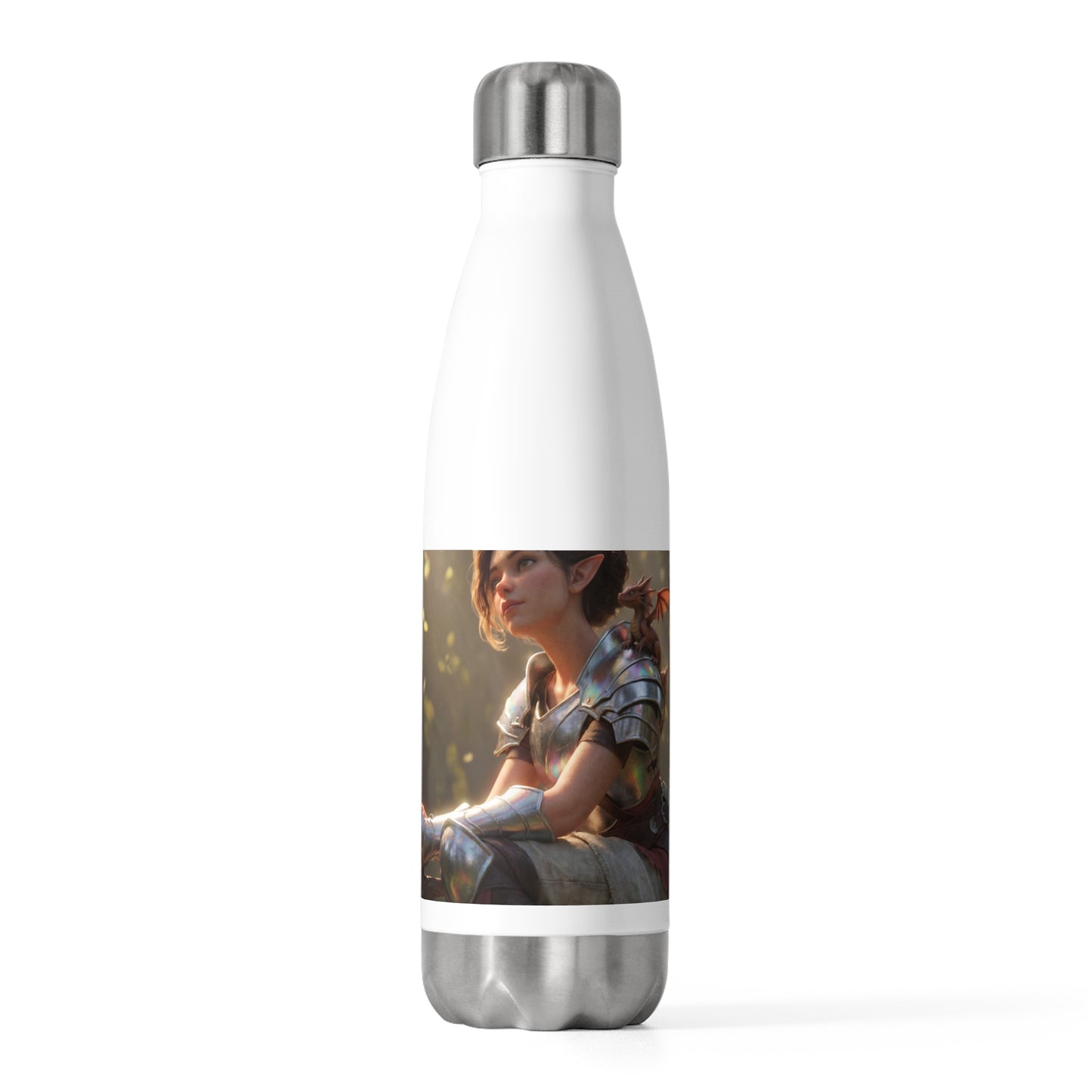 Elven Sentinel with小龙 20oz Insulated Bottle – Sunlit Forest Pause