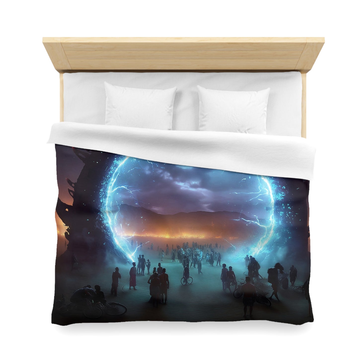 Celestial Portal Duvet Cover – Electric Rift in the Desert Night