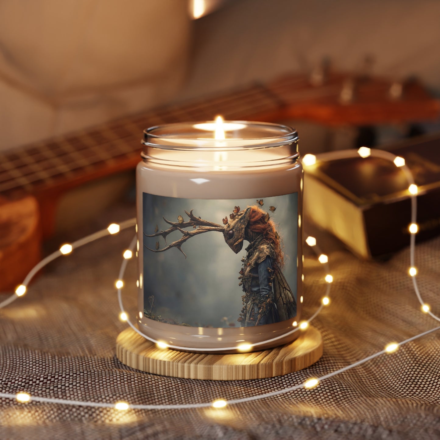 Forest Spirit with Butterfly Antlers Scented Soy Candles with White Lid, 9oz – Whispers of the Mistwood