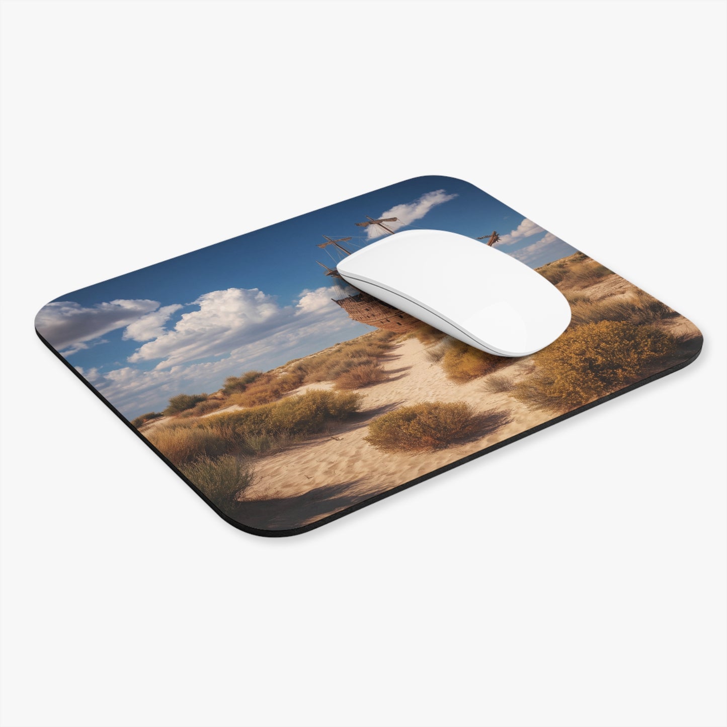 Desert Shipwreck Mouse Pad – Sun-Drenched Galleon in Golden Dunes